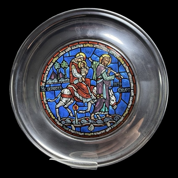 U.S Historical Society Other - Stained Glass & Pewter Plate He Departed into Egypt" 1979 US Historical Society